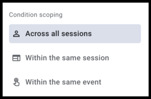 GA4 audience condition scoping options.